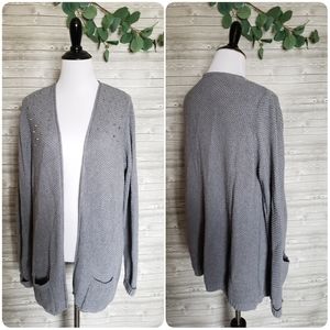 gray cardigan sweater